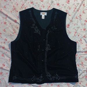 Talbots Black Velvet Vest size 14